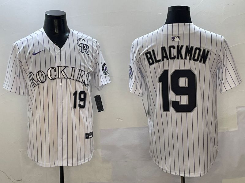 Men Colorado Rockies #19 Blackmon White Stripe Game 2025 Nike MLB Jersey style 2->colorado rockies->MLB Jersey